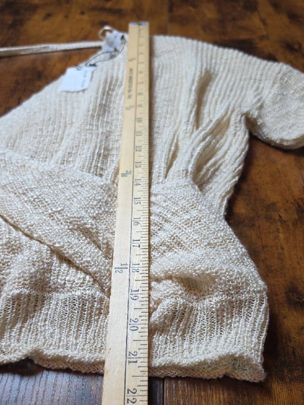 MIOU MUSE | NWT Open Back Wrap V-Neck Textured Knit Sweater Boho Beige | XL - Picture 10 of 10